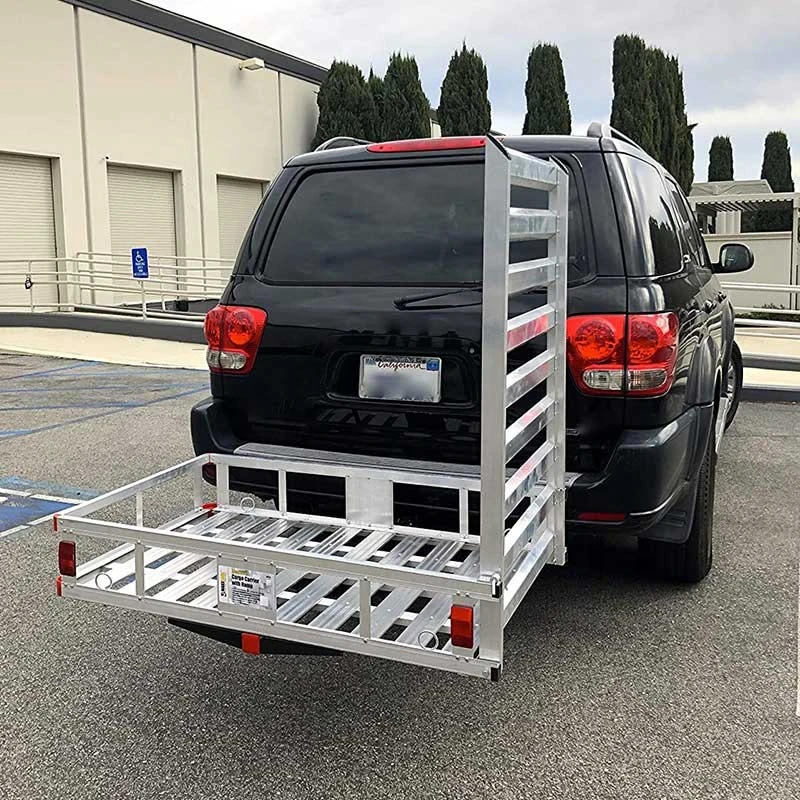 Professional Car Parts OEM/ODM Custom Aluminum RV SUV Car Luggage Racks  Trailer Hitch Mount Cargo Carrier With Ramp