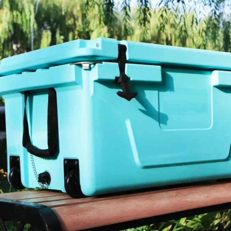 Diseño multifuncional portátil cofre de enfriamiento de hielo 65QTLLDPE Camping caja refrigeradora dura para pesca al aire libre