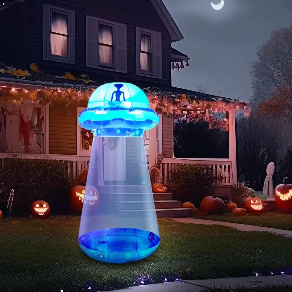 9 FT Tall UFO Halloween Inflatable  Decoration Halloween Blow Ups for Yard Decoration Halloween Decor with LEDs for Halloween Decorations Outside