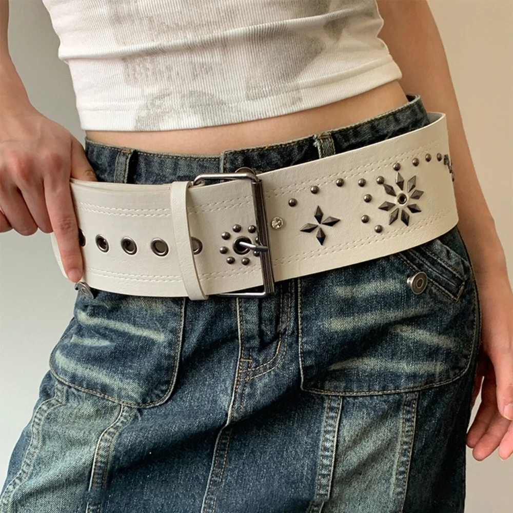 خمر صراع الألوان المتخصصة تصميم حزام Y2k التوابل الفتيات Ins نمط رصع الماس واسعة حزام ميرادور نمط صدرية #4