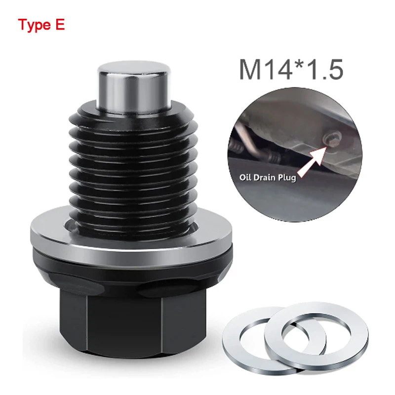 M12x1.5 / M14x1.5 Magnetic Oil Drain Plug Oil Drain Sump Nut Aviation Aluminum with Washer Gasket Oil Drain Bolt Car Accessories