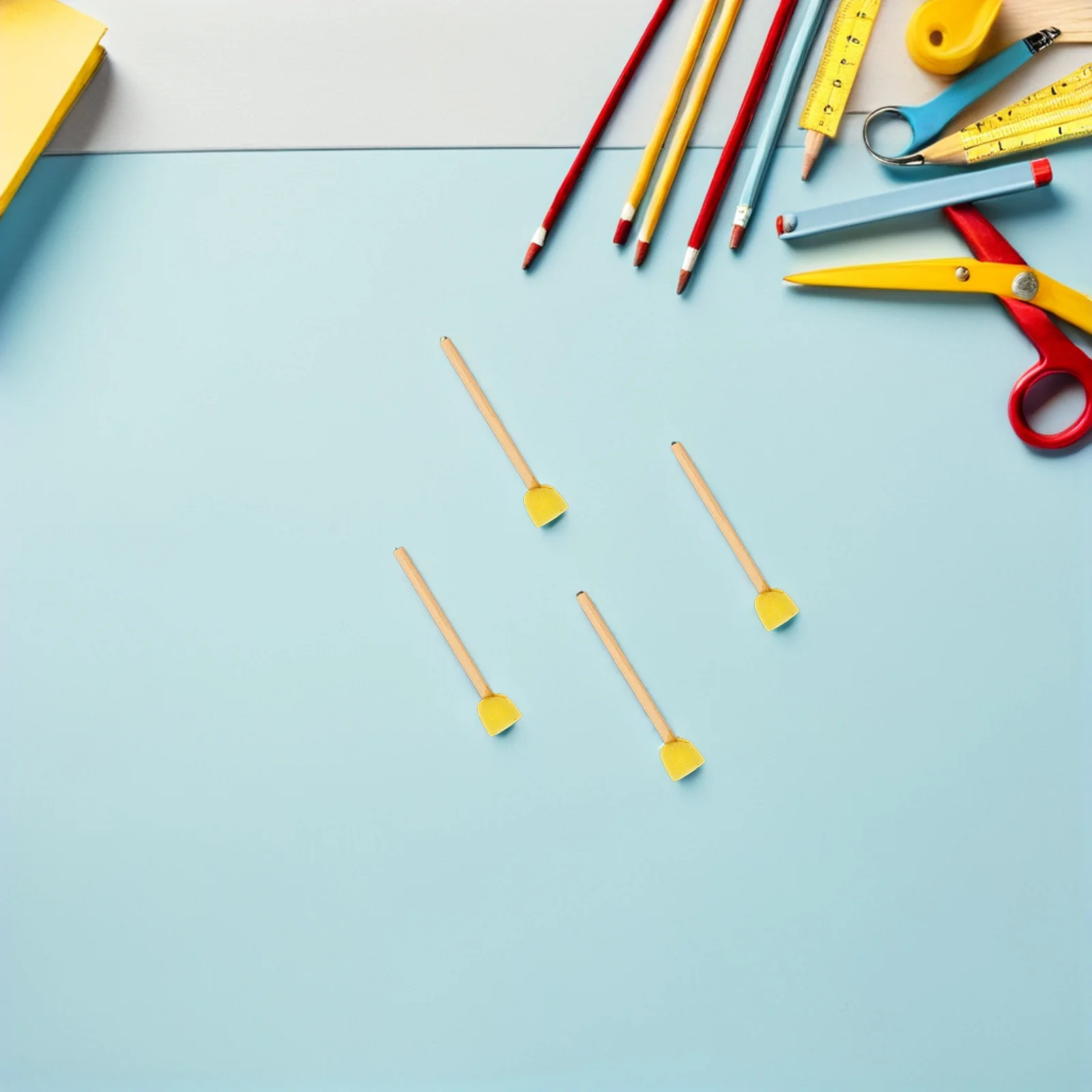 

40pcs Round Brushes With Wooden Handle Kids Yellow Painting Tools For Diy Crafts Art Decoration Small Kids Paint Brush Set Round