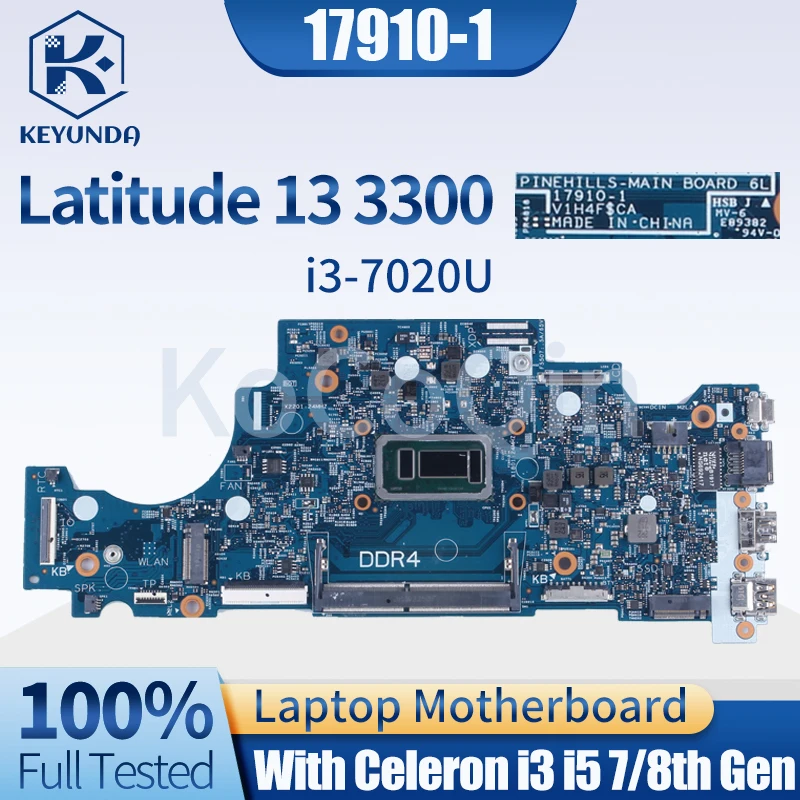 17910-1 For Dell Latitude 13 3300 Notebook Mainboard CN-0RV5W4 0RV5W4 0CMRW8 09F4GD Celeron I3 I5 7th 8th Gen Laptop Motherboard