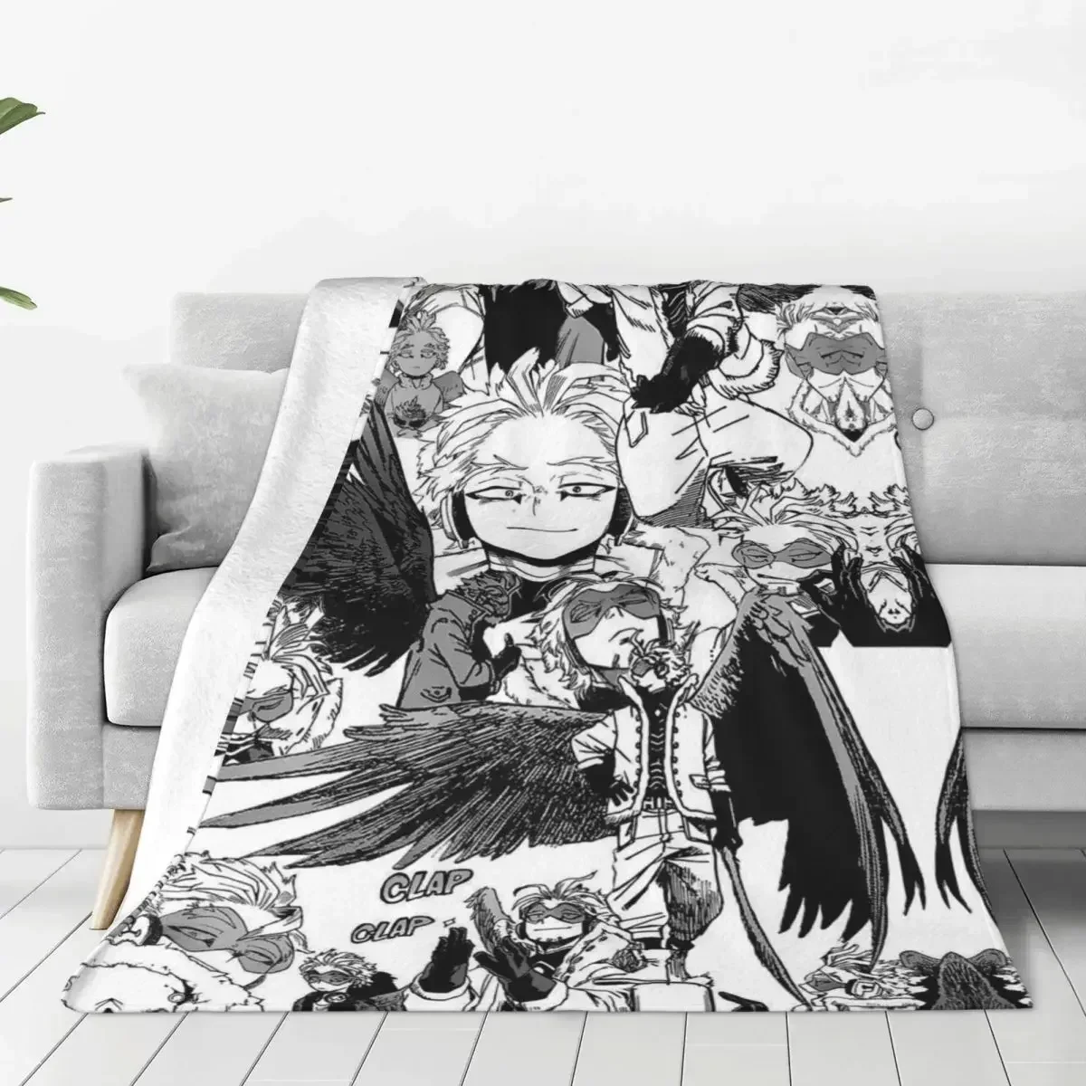 Boku No My Hero Academia Manga Coral Fleece Plush Throw Blanket Hawks Collage Anime Blanket for Bedding Travel Warm Bedspread