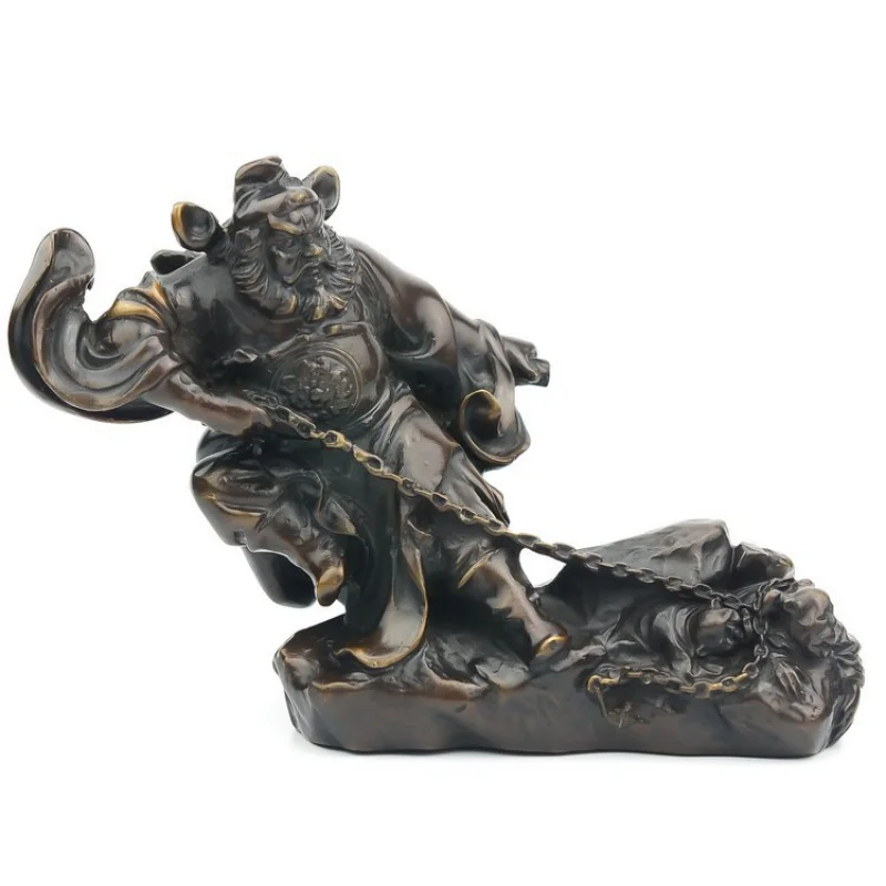 

Craftsmanship Pure Copper Antique Color Statue of Zhong Kui Capturing Ghosts 12Subduing Demons Wholesale Craft Decorative Orname