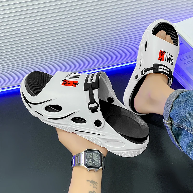 

Мужские модные тапочки — повседневные тапочки с открытым носком, прочные материалы из ПВХ, удобные для использования в помещении и на открытом воздухе, круглый год