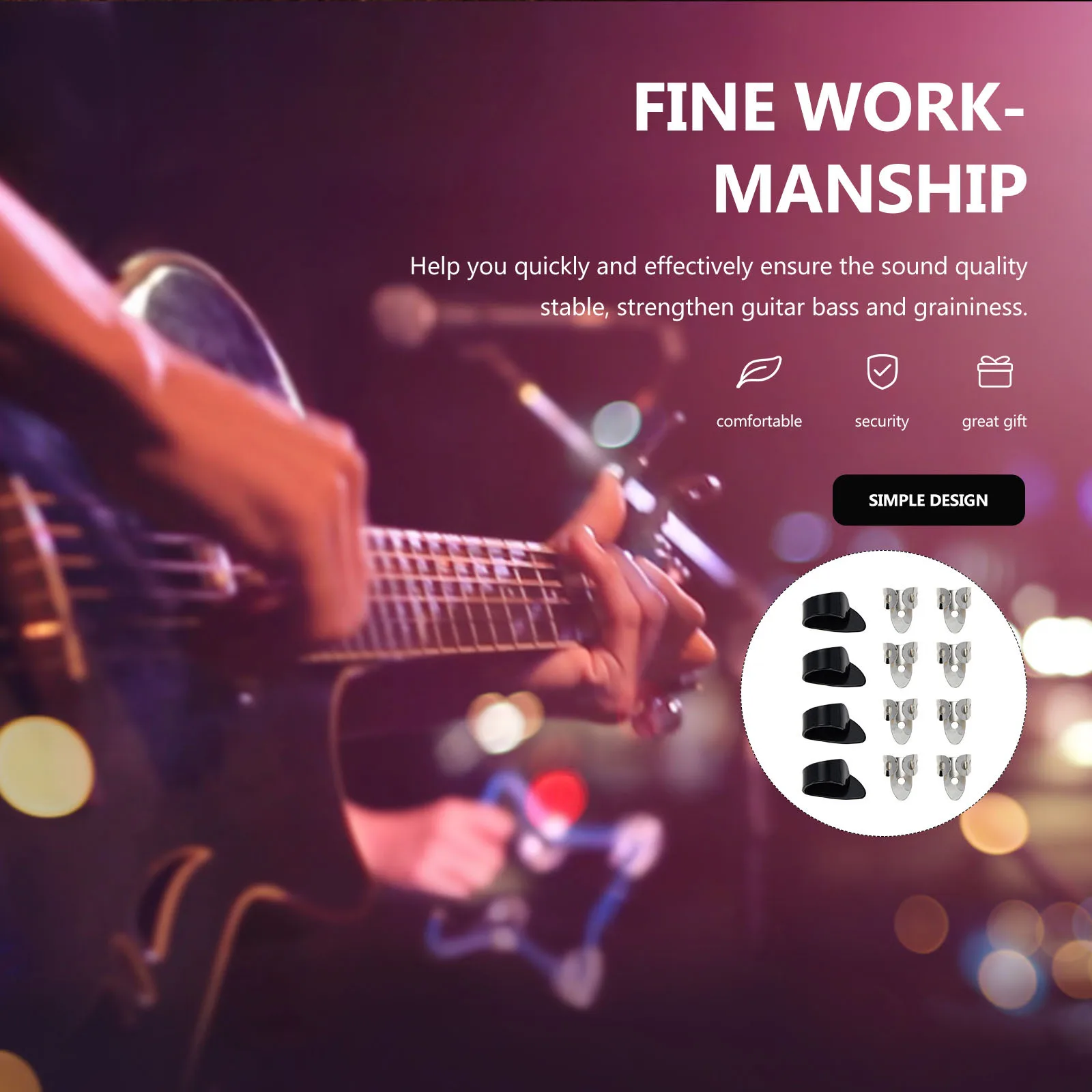 

1Set Durable Guitar Finger Picks Thumb Protector Comfortable Easy Apply Remove Reusable Long Time Practice Accessory