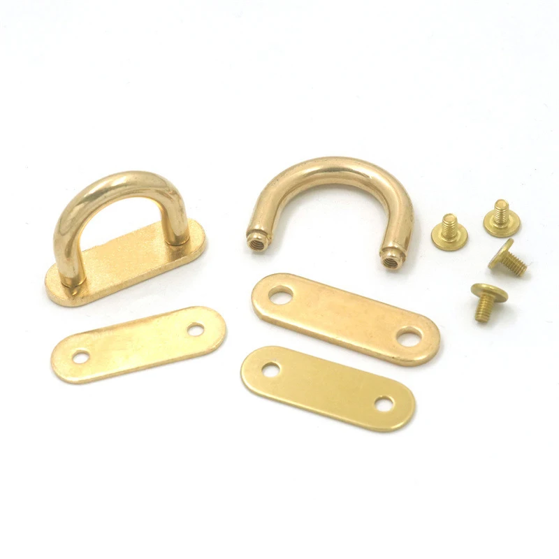 1piece Solid Brass D Ring Bag Anchor Arch Bridge Connector Buckle Leather Craft Bag Belt Strap Hanger Hooks with Screws Clamp