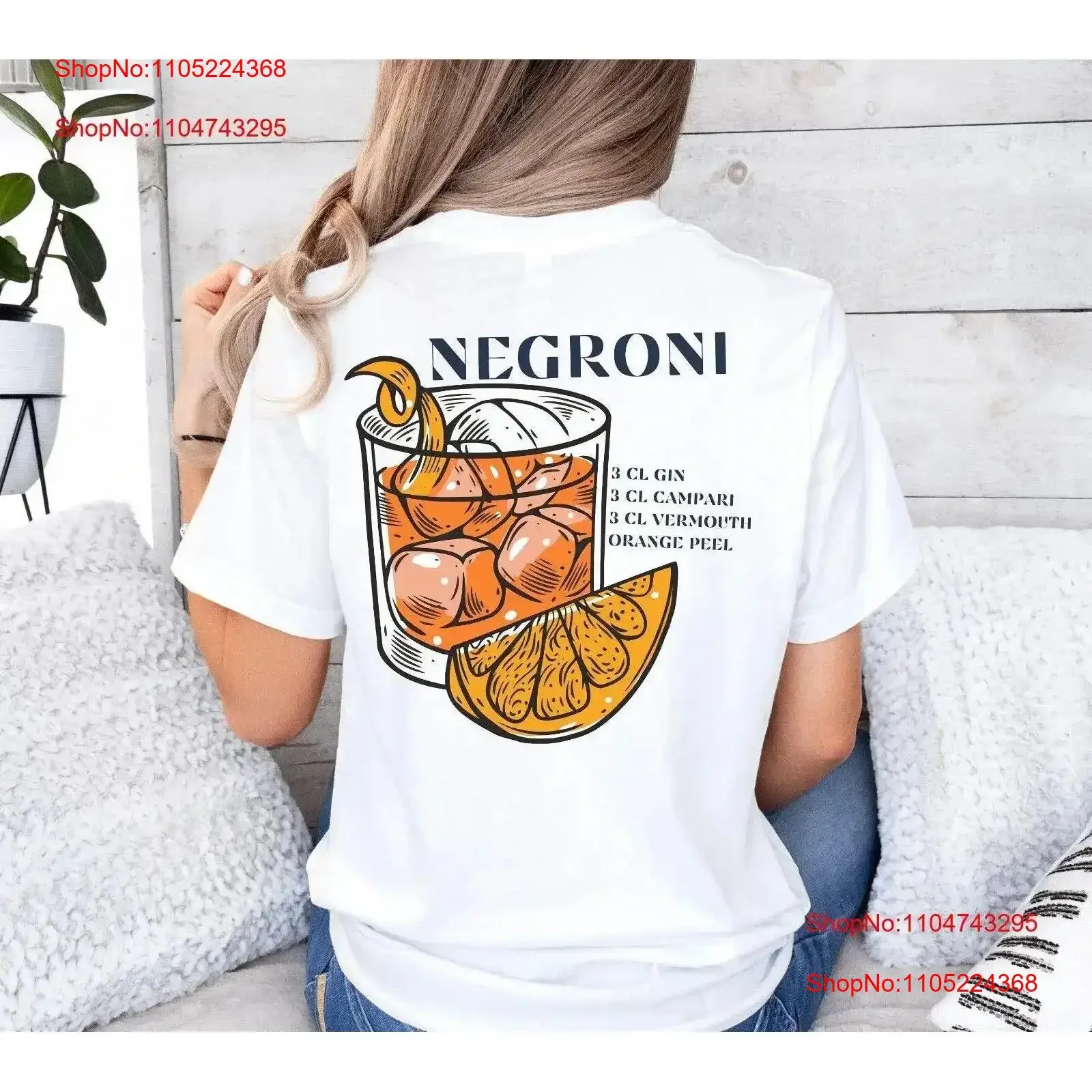 Negroni Backprint camiseta cóctel italiano Aperitivo vintage lavado estirado homme transpirable ligeramente Top para uso diario