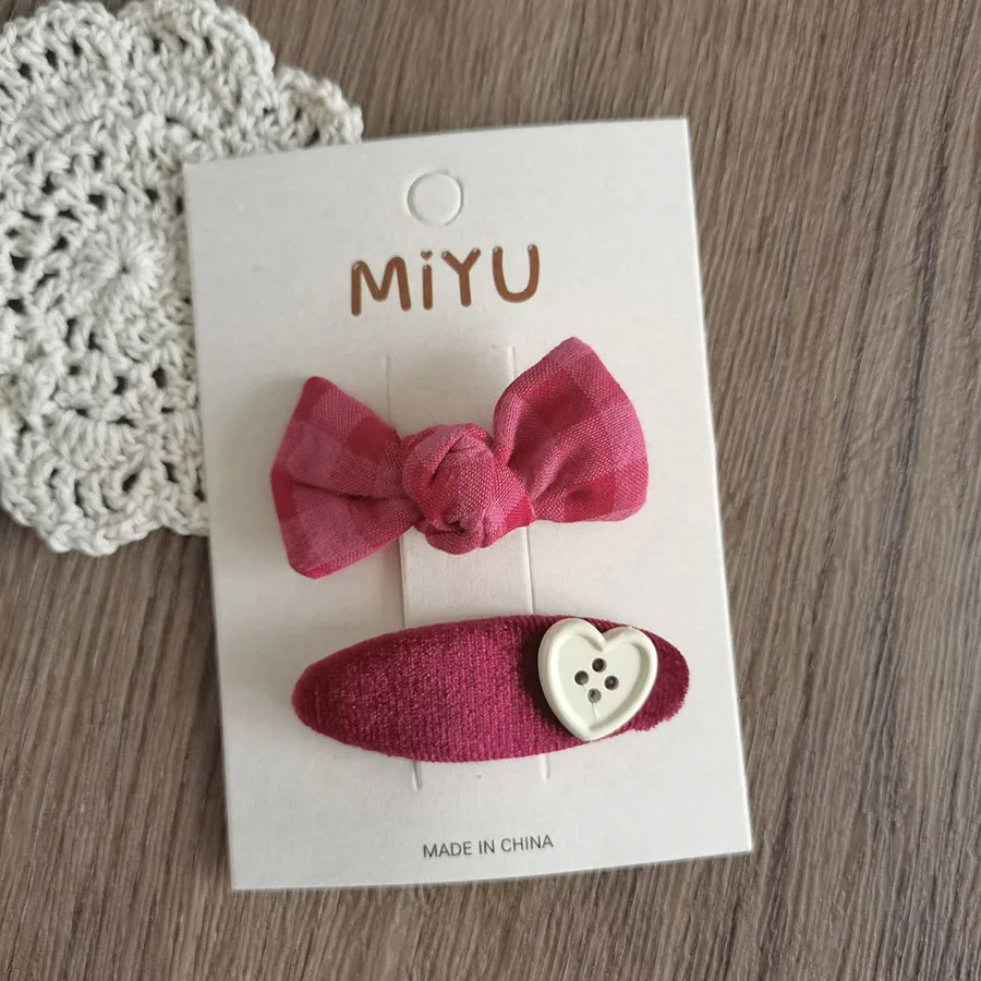 Japan-Korea Popular Fabric BB Hair Clips Set Bow Side Clips for Girls Daily & Party Hairpins Rose Bow Fabric Side Clips