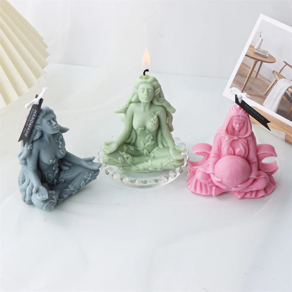 Pregnant Woman Mother Moon Candle Mold Silicone Craft Female Meditating Candle Making Tool Resin Soap Mould Home Fragrance Decor