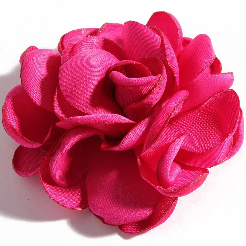 10Pcs 5.5CM Burned Edge Flower Boutique Flatback Artificial Soft Grilled Silk Fabric Flowers Wedding Party Home Floral Wreath