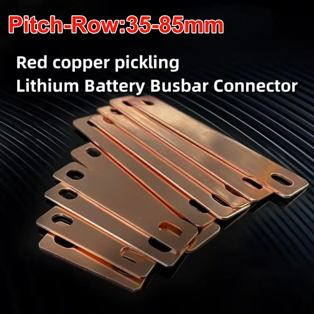 New Red Copper Bus Bars Connector M6 screw holes Flat Battery Busbar Red Copper Pickling Busbar LiFePO4 Cell