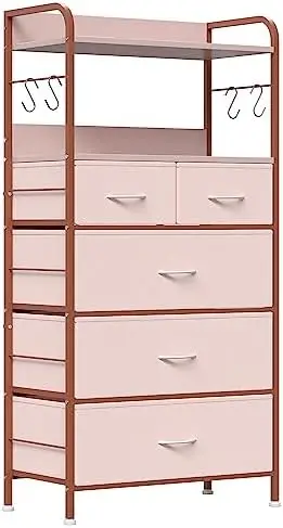 

Dresser for Bedroom with 5 Drawers, Dressers & of Drawers for Hallway, Entryway, Organizer Unit with Fabric, Sturdy Metal