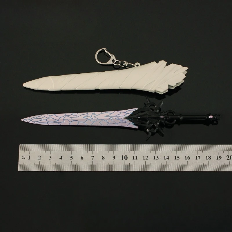 22cm/8.66in Doomsday Anime Peripheral Chtholly Seniorious Holy Sword with Sheathed Keychain Weapon Model Light Up Toy Decoration