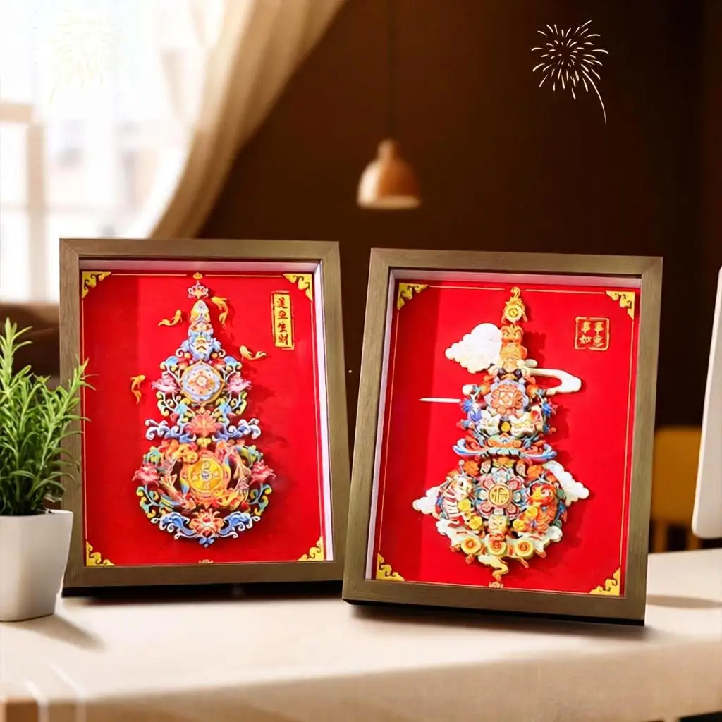 3D Chinese Year Papercraft DIY Layered Paper Sculpture Ornament for Dining Table and Elegant Home Office Room Decoration
