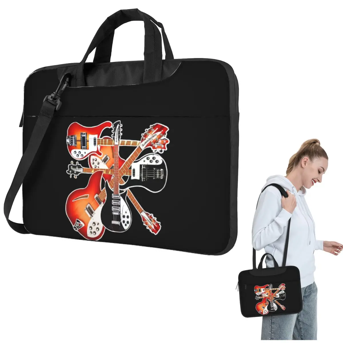 

Rickenbacker Guitar Celebration Abstract Art Collage Crossbody Laptop Bag Case Computer Bag 13 14 15.6 Inch Notebook Pouch
