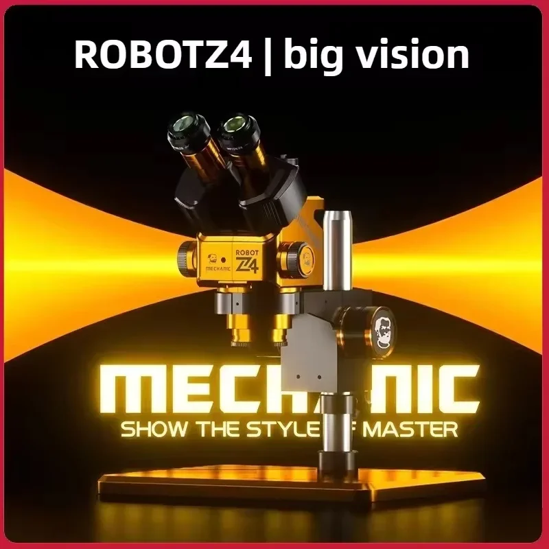MECHANIC ROBOT Z4-B11 Trinocular Stereo Industrial Microscope 6.5-60X Continuous Zoom WF10X25 Eyepiece CCD 0.45X Camera Adapter
