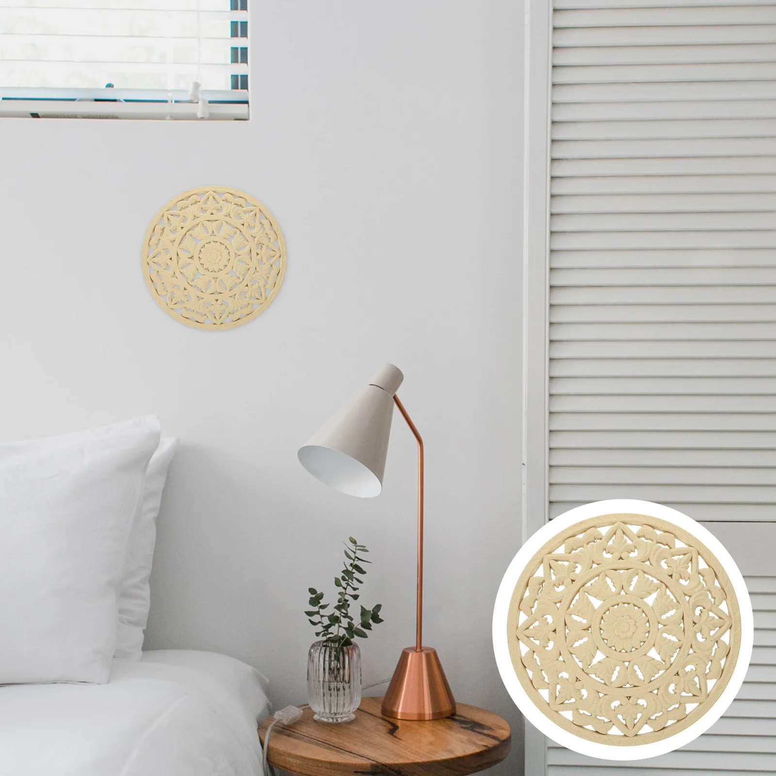 

Vintage Wood Carved Wall Plaque Unfinished Floral Decor For Door Cabinet Furniture Retro Wooden Applique Home Wall Art