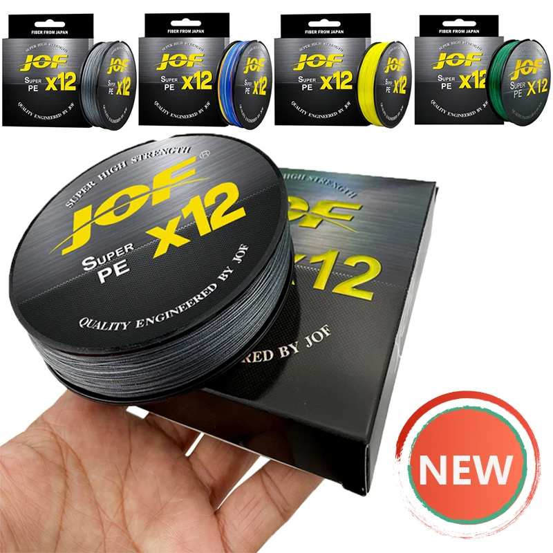 JOF Upgraded Braided Fishing Line Super Strong 12-strands Multifilament PE Main Wire 100/300/500M 25LB 30LB 39LB 50LB 65LB 92LB