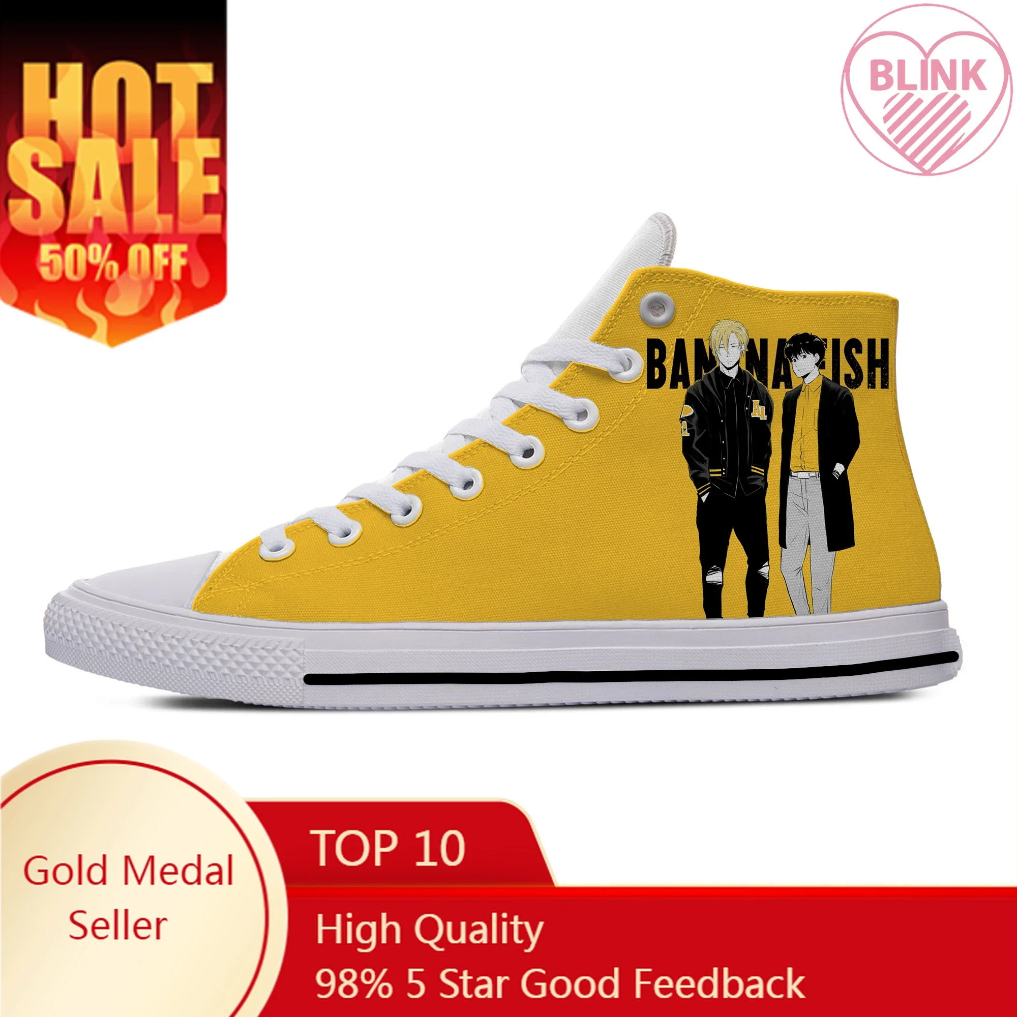 

Japanese Anime Manga Cartoon Banana Fish Ash Lynx Casual Cloth Shoes High Top Lightweight Breathable 3D Print Men Women Sneakers