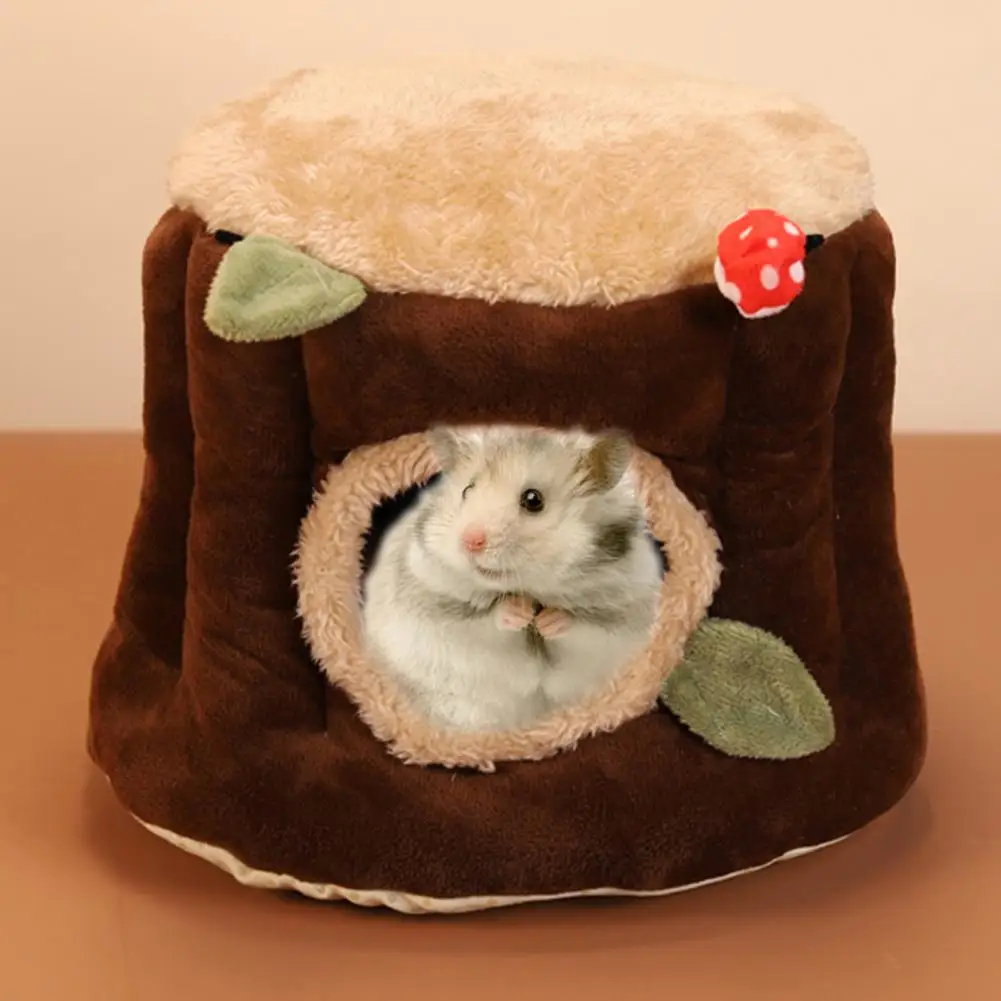 Convenient Rat Hammock  No Deformation Portable Hamster House  Lovely Stump Design Hamster Nest Cage