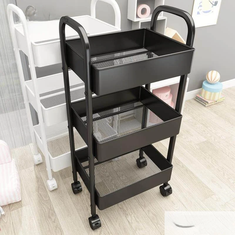 Stainless Steel Multi-layer Small Cart Rack Kitchen Vegetable Rack with Wheels Overall Cabinet Storage Organizer Household