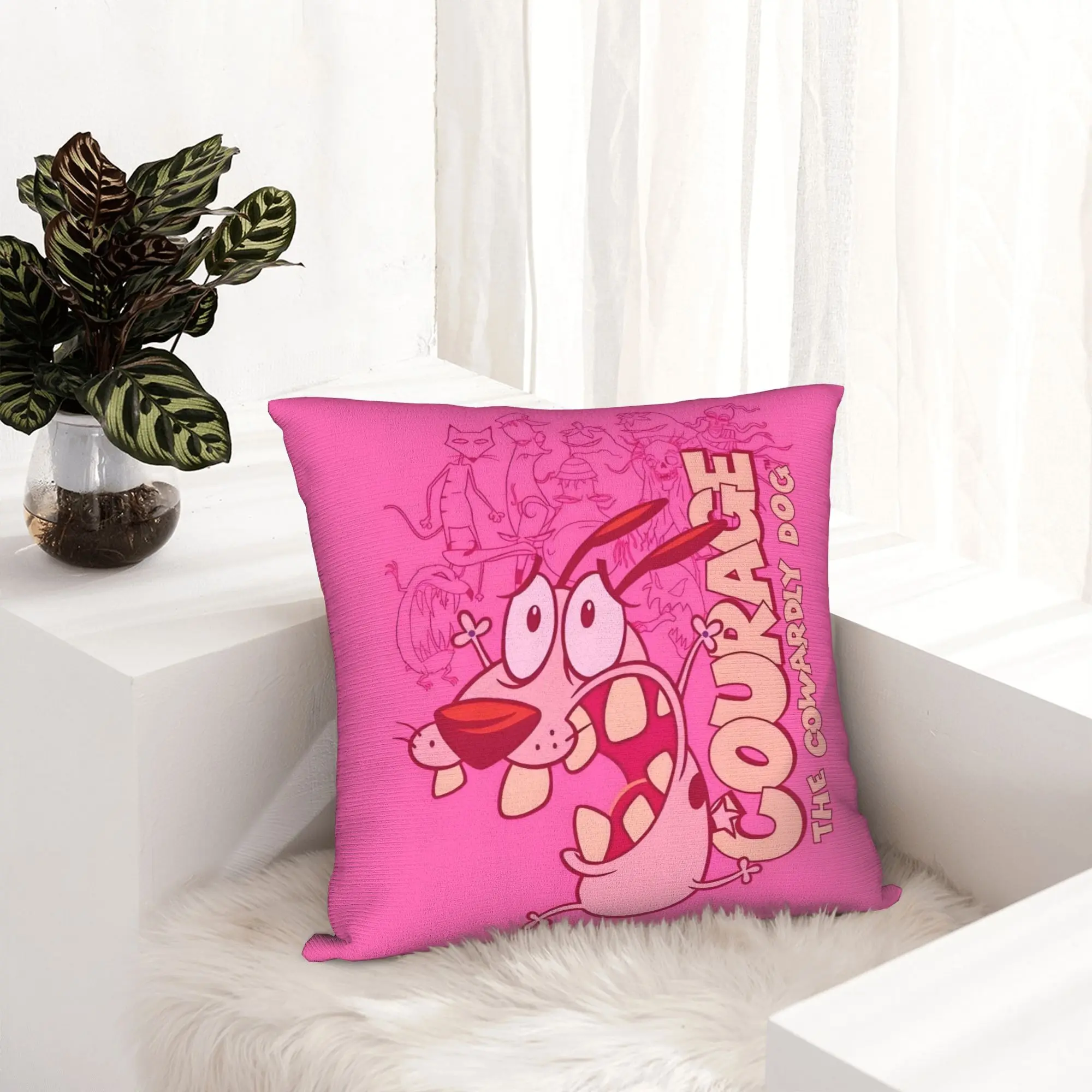 Cartoon Beagle Cobarde Cushion Cover 40x40cm Courage Cowardly Dog Soft Nordic Pillow Case for Car Sofa