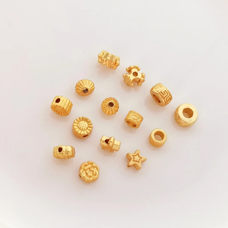 10 pieces   plated 18K dumb gold star sunflower flower butterfly beads DIY hand made jewelry beading material accessories