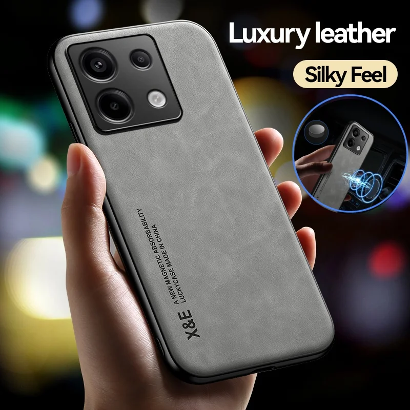 For Redmi Note13 Pro Plus Note 13 4G 5G 13C Case Leather Magnetic Soft Silicone Funda Xiaomi Poco M6 F5 F6 X5 X6 Pro Back Cover