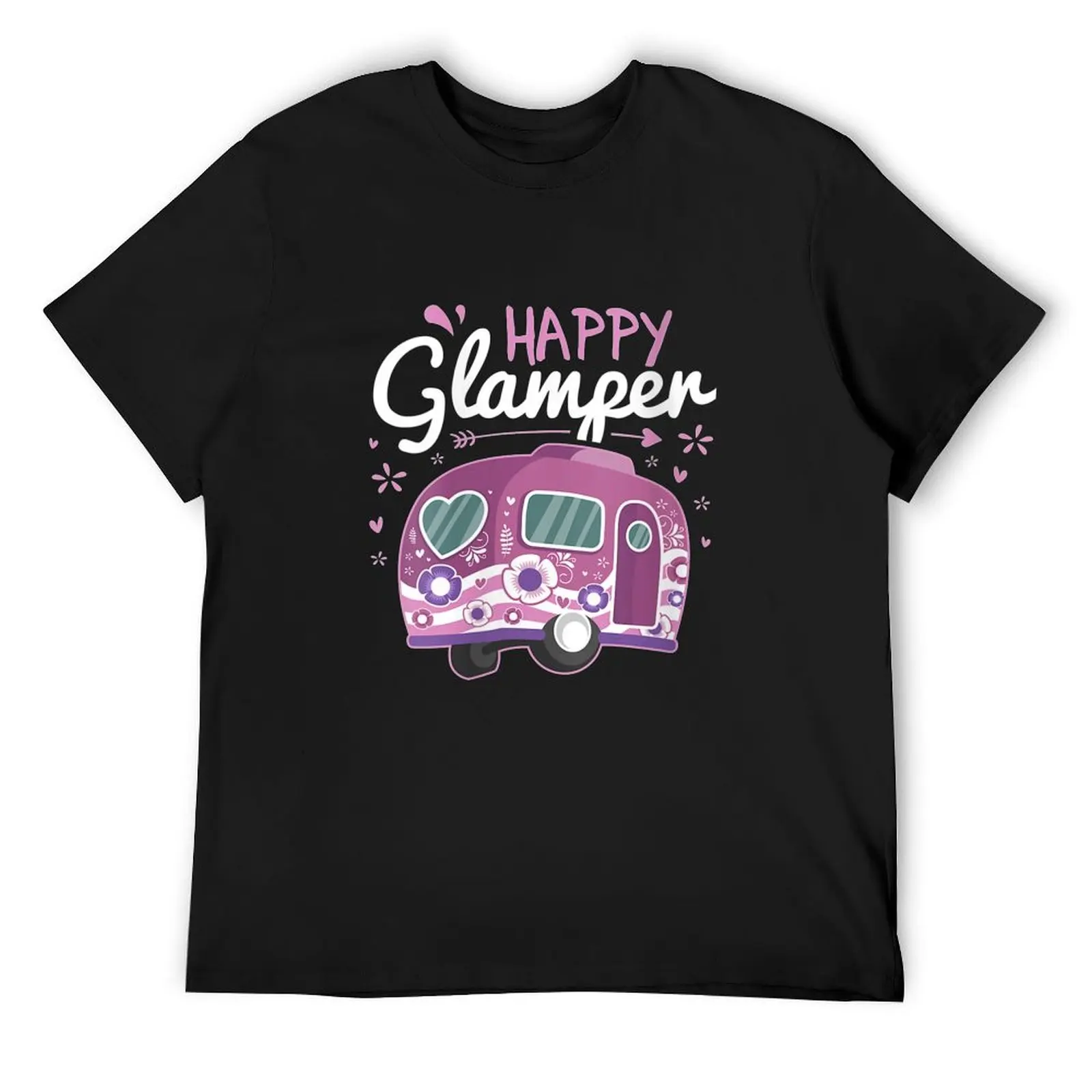 Womens Happy Glamper Caravan Camping Glamping Gear Gift V-Neck T-Shirt customs summer tops oversized t shirts for men