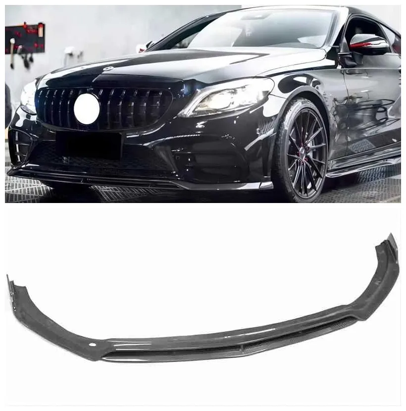 For Benz C Class W205 C205 Coupe C43 2019 2020 2021 Real Carbon Fiber Front Bumper Lip Splitters Flaps Spoiler Body Kit Cover