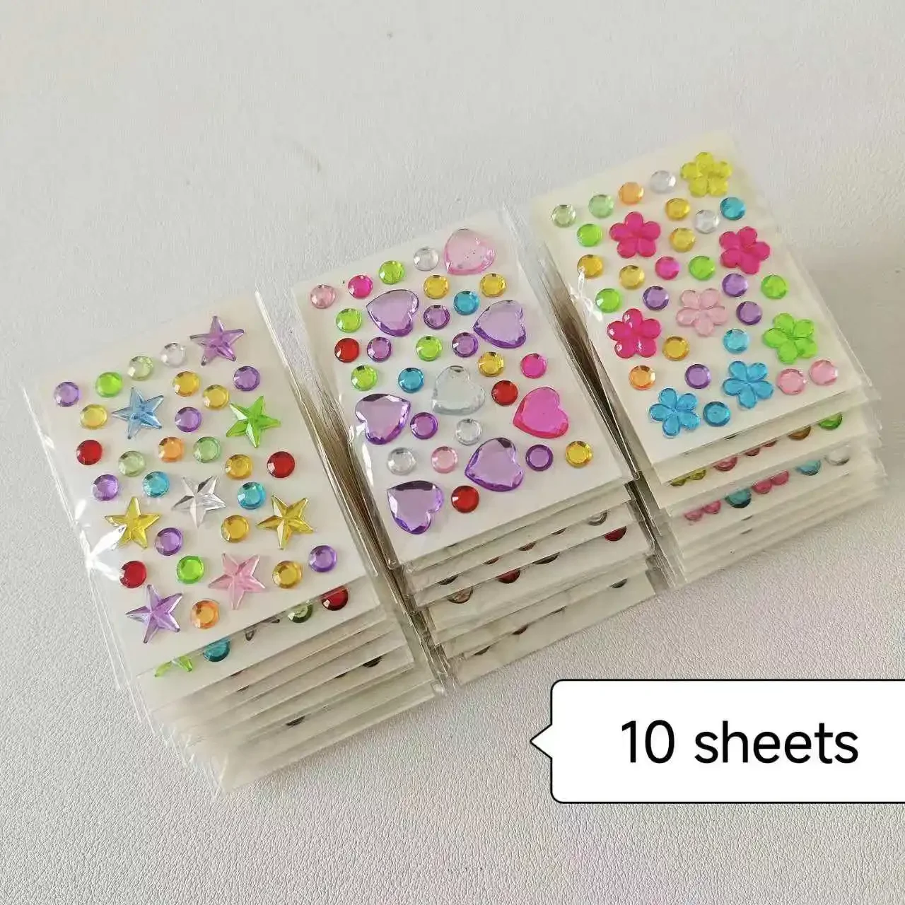 10 Style Wholesale Colorful Diamond Mini Sticker Accessories DIY Acrylic Three-Dimensional Decoration Children's and Students'
