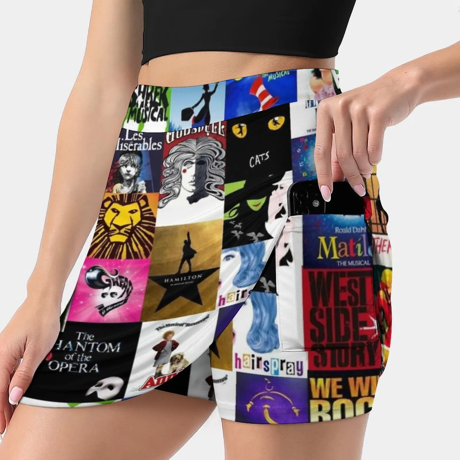 Musicals Collage Iii Women's skirt Aesthetic skirts New Fashion Short Skirts Musicals Music Song Broadway Westend Singing Show