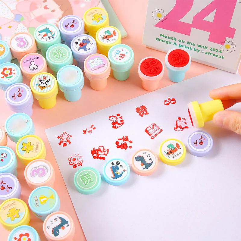 20 قطعة طوابع متنوعة للأطفال طوابع الحبر الذاتي الاطفال لعبة الحيوان ديناصور زهرة ختم سكرابوكينغ دهان داي ألبوم صور ديكور ﻿