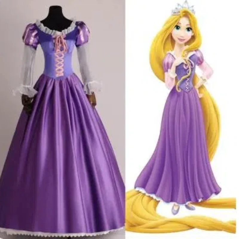 Cosay Sissy Adult Long Hair Purple Princess Flower Dress Set Women's Fairy Tale Clothing (Customized Size)