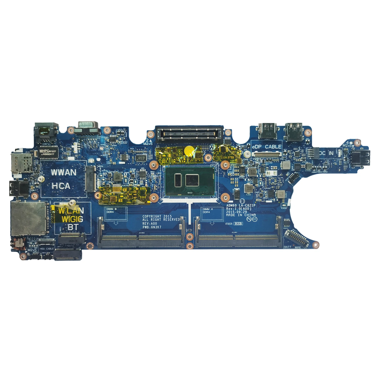 ADM60 LA-C621P Mainboard For Dell Latitude 5270 12 E5270 Laptop Motherboard With i5-6300U CN-0DV5YH DV5YH Tested