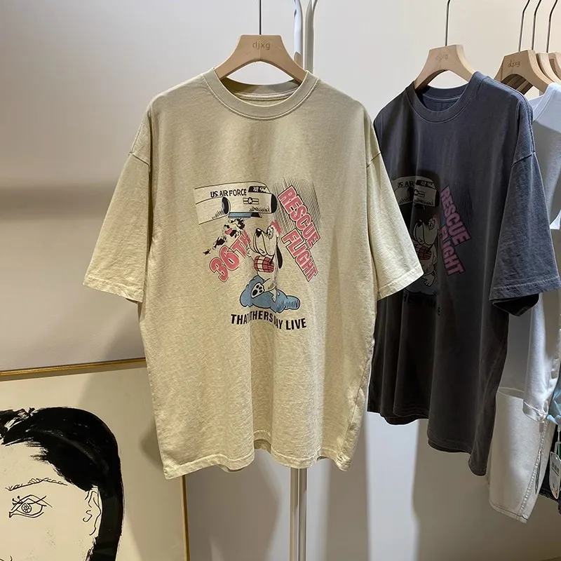 

Large Size 300 Pou Distred Cartoon Dog Print ort Sve Women's T-irt Summer New Sle Meat Covering Top Korean S...