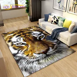 3D Beast Cartoon Animal Tiger, Sabretooth,Area Rug,Carpet Rug for Living Room Bedroom Sofa Doormat Decoration,Non-slip Floor Mat