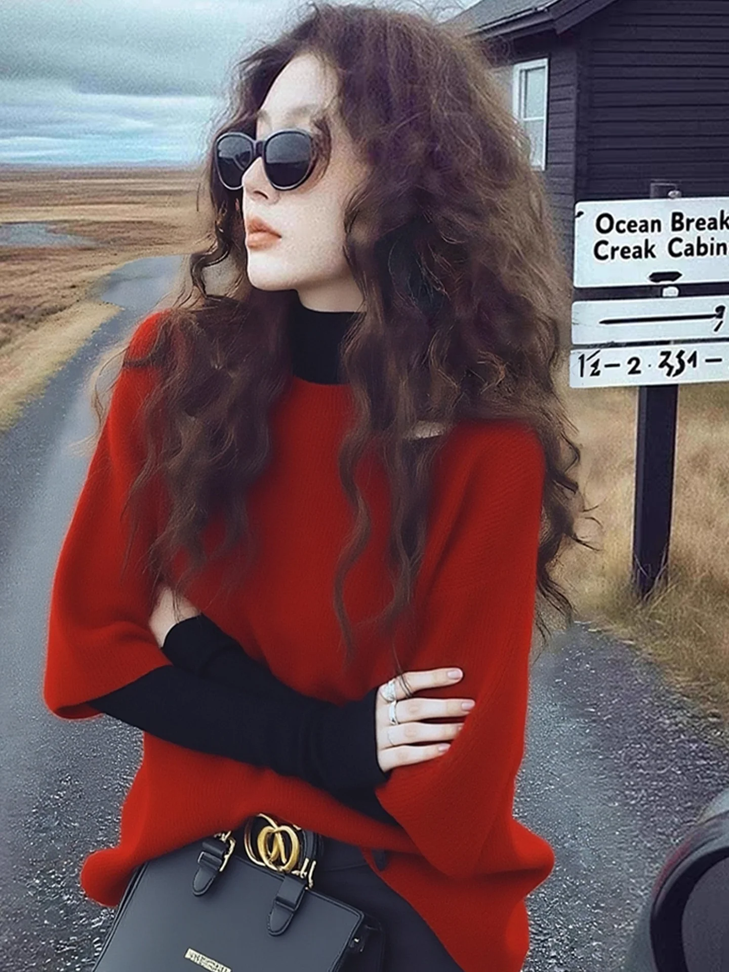 ファイオナブルな赤いニットベスト肌に優しいベースレイヤーirt新年スレ重ね着トップ暖かい冬のアウターウェア詩アートリン