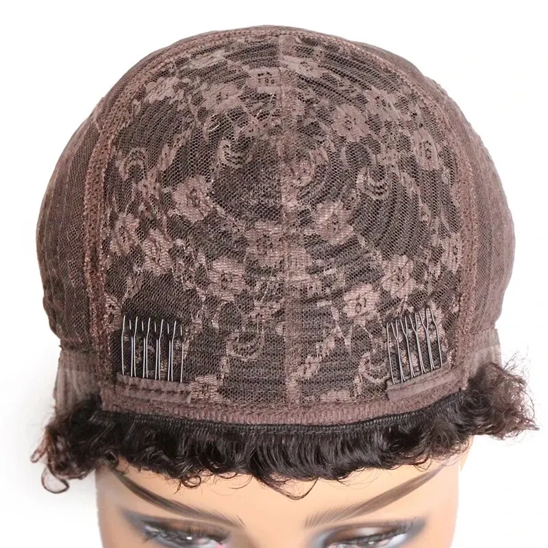 Short Afro Kinky Curly Wigs For Black Women African Fluffy Human Hair Wig Machine Made Brazilian Pixie Cut Hair Wig