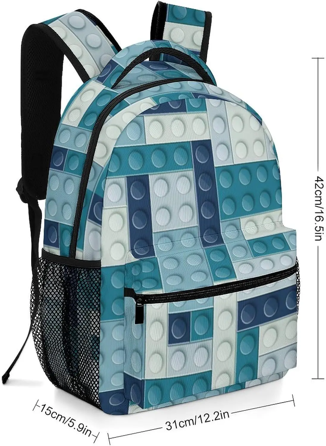 Colorful Bricks Building Blocks Teens School Backpack Bookbag For Travel Laptop Bag Kids Boys And Girls Back To School Gifts