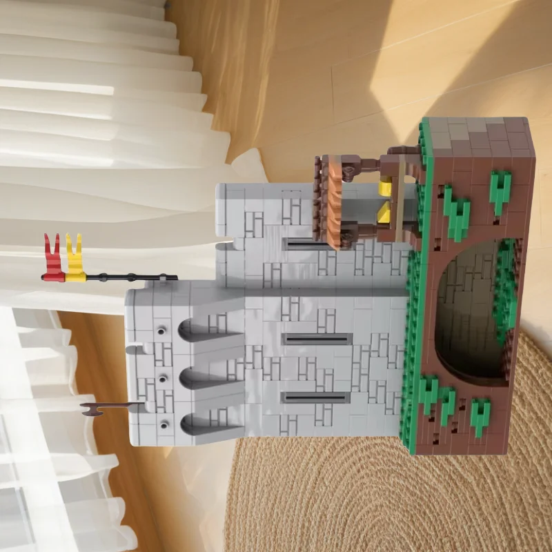 Modelo de construção de parede de castelo com estrutura medieval - MOC pequenas partículas 396 peças conjunto de construção de brinquedos de montagem - adequado para todas as enth