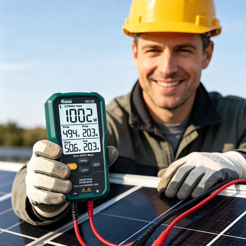 FUZRR FR705E Solar MPPT Power Meter Photovoltaic Module MAX 2000W Power Tester Open Circuit Voltage Short Circuit Current Tester