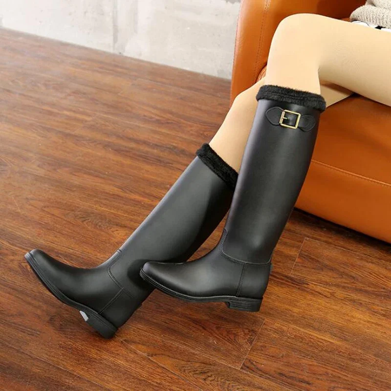 Comemore Fashion Autumn High Long Boots Women\'s Rain Boots Girl Outdoor Rubber Water Shoes for Women Waterproof Garden Galoshes