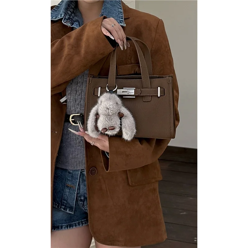 حقيبة كيلي جلدية منقوشة بالليتشي للنساء ذات إحساس عالٍ بالفخامة، حقيبة يد للتنقل، حقيبة كتف ساعي البريد، حقيبة حمل صغيرة