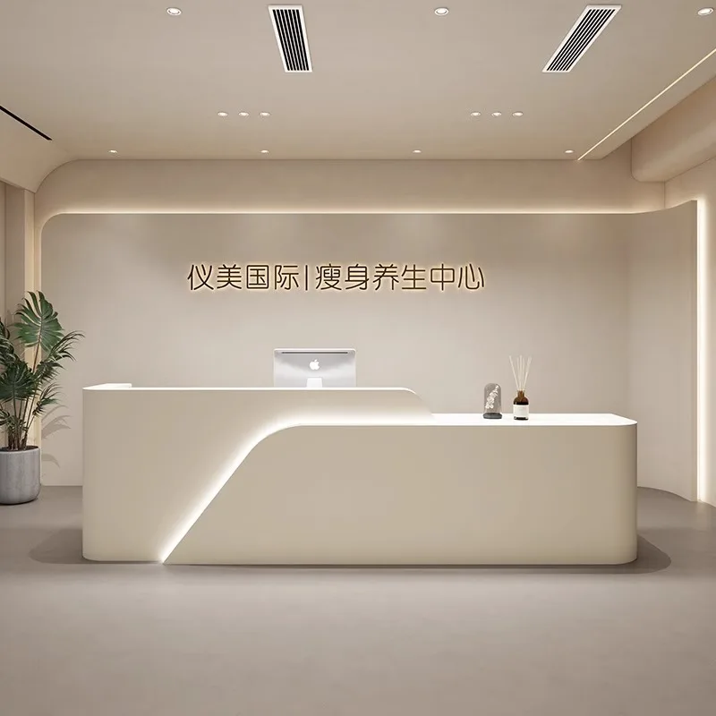 Supermarket Shelf Reception Desks Spa Display Office Executive Reception Desks Register Rezeption Desk Beauty Shop Furniture