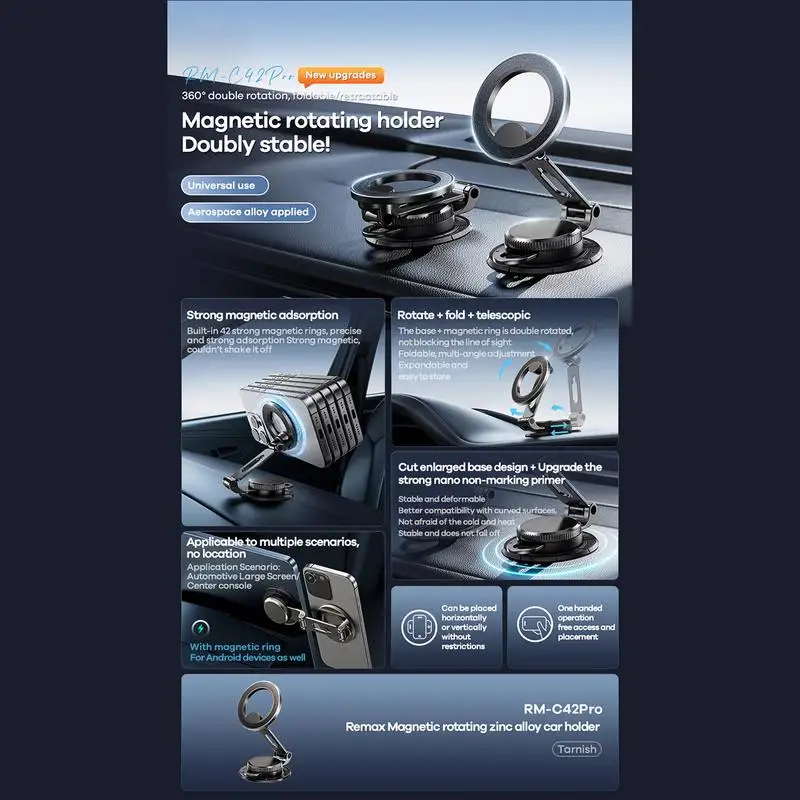 Phone Magnet Bracket For Car Magnetic Car Mount Phone Holder For Dashboard Safe Driving 360 Degree Adjustable Smartphones Stand