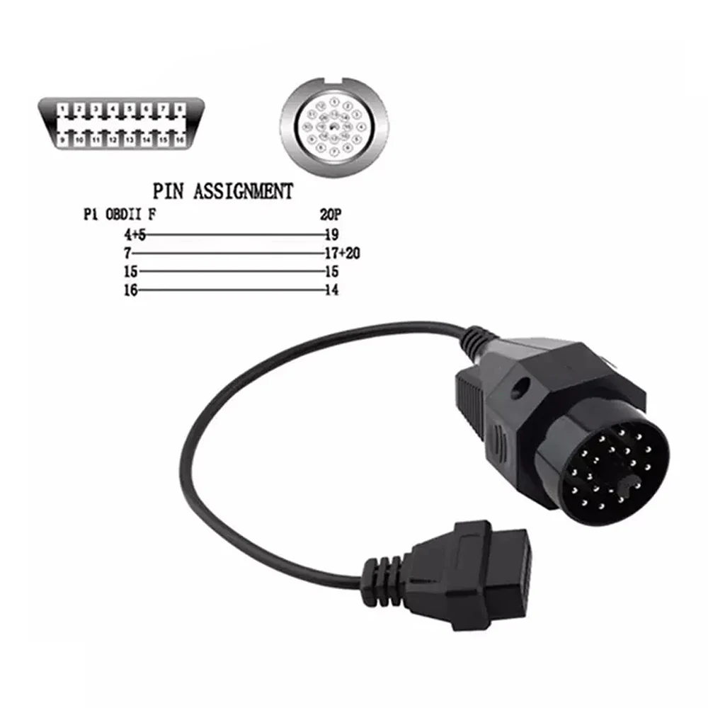 OBD2 Diagnostic Cable For BMW 20Pin to 16Pin Female Connector for BMW e39 e30 f20 e34 e53 i3 OBD Adapter