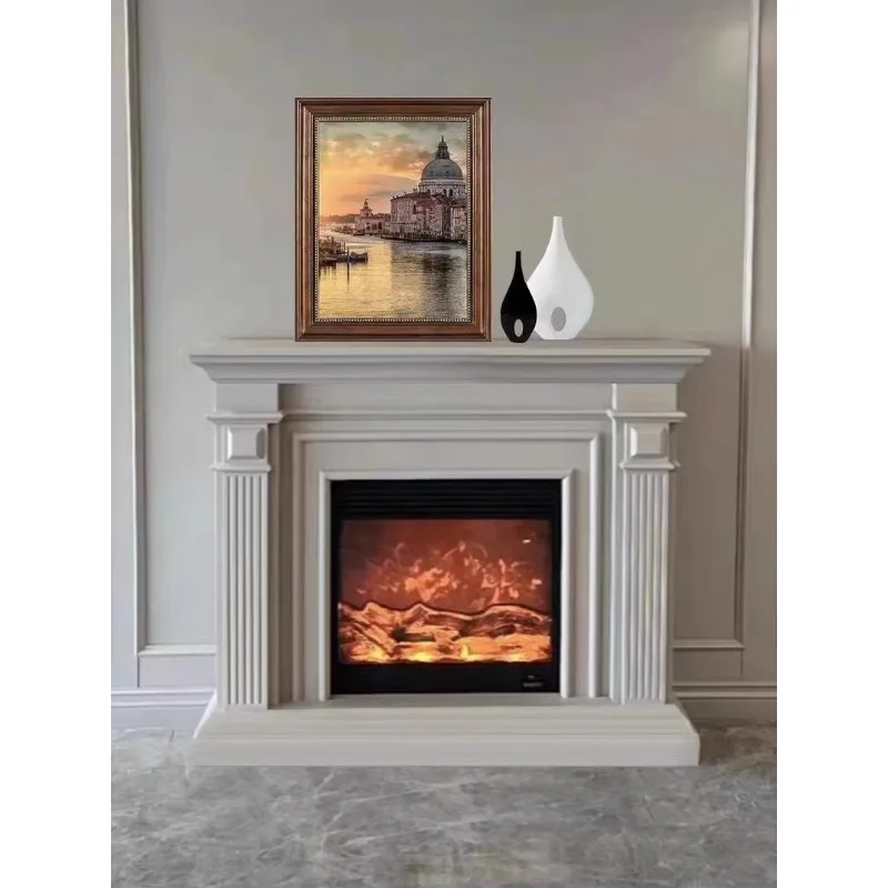 French solid wood mantel modern simple entrance cabinet American small apartment living room simulation fire fireplace cabinet d